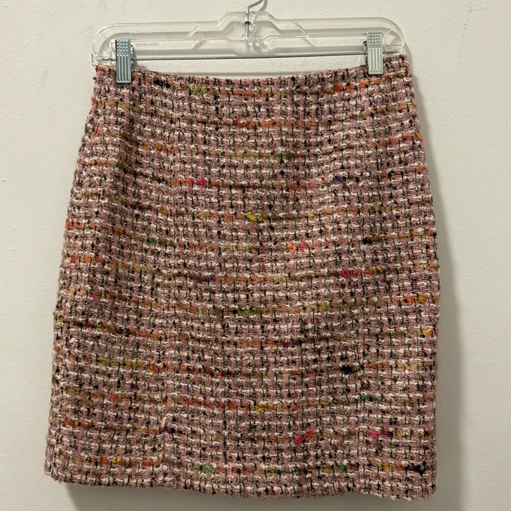 Ann Taylor Light Pink Multi Color Tweed Skirt